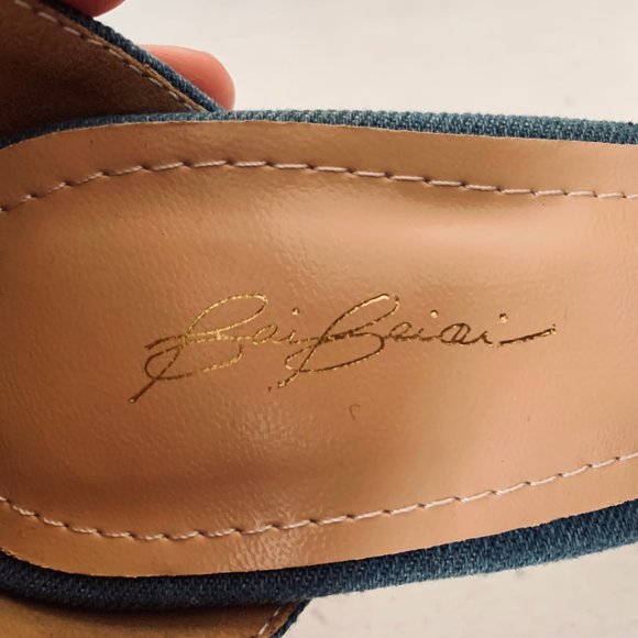 Bai Beiai Denim Stiletto Sandals with Ankle Strap Size 40 - Picture 15 of 16